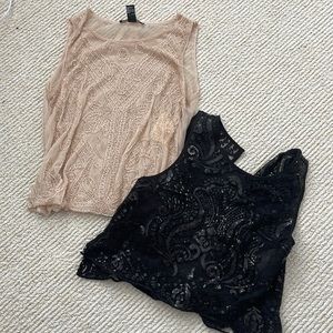Lace  crop tops Zara and forever 21 black and nude tops